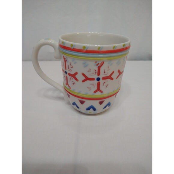 Anthropologie Other - Anthropologie Mug Geometric NORDIC Snowflake Textured Stoneware Winter Orkney